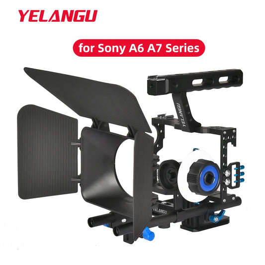 Kit Cage Rig YELANGU pour Sony A7S A7 A7R A72 A7RII A7SII A6000 A6500 A6300 avec Montures à Froid Double et Filets 1/4 Pouce