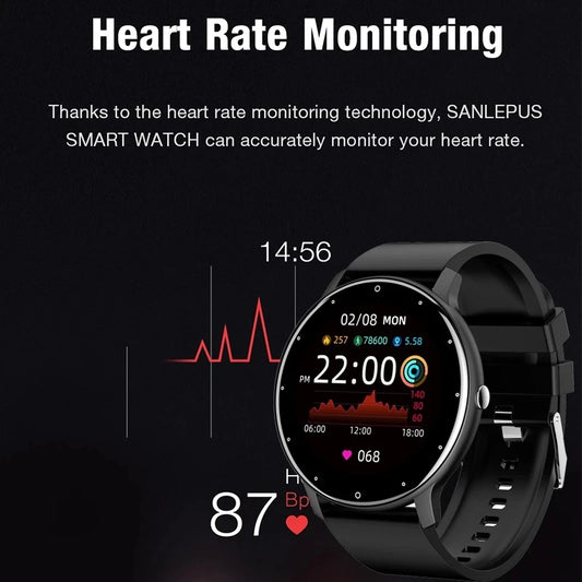 LIGE 2024 Montre Connectée Unisexe - Montre Sport et Fitness avec Suivi du Rythme Cardiaque, Résistante à l'Eau et Compatible Android/iOS