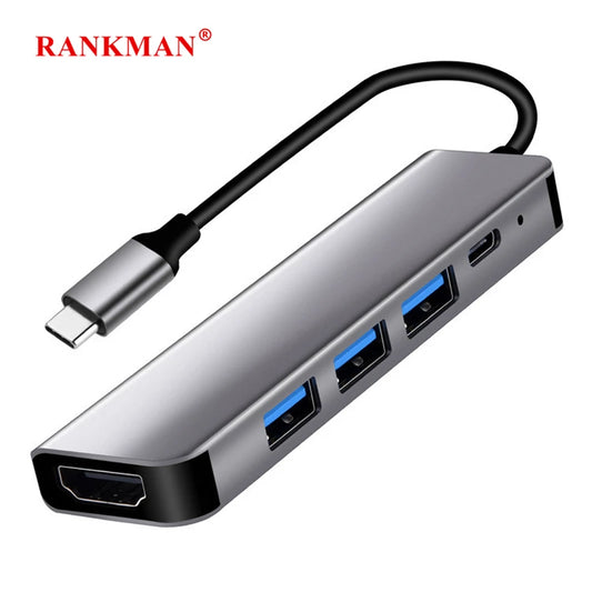 Hub USB-C vers HDMI 4K, Adaptateur USB 3.0, 2.0, Type-C, Station d'accueil avec Chargement PD pour MacBook, iPad, Samsung S10, Dex, TV, Souris, Clavier, U Disk