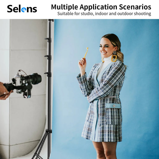 Support de Fond Portable Selens en Forme de T, Réglable, avec Cadre pour Fond de Photographie, Kit pour Studio Photo, Accessoires de Prise de Vue