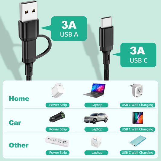 Câble de Charge 3-en-1 Multi-Ports USB