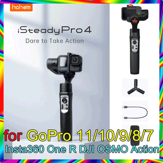 Hohem iSteady Pro 4 - Gimbal Stabilisateur 3-Axes pour Caméra d'Action (GoPro, Insta360, DJI OSMO, etc.)