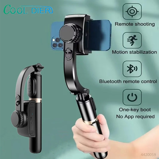 COOL DIER 2023 Nouveau Stabilisateur de Téléphone avec Gimbal, Selfie Stick Bluetooth Sans Fil et Trépied.