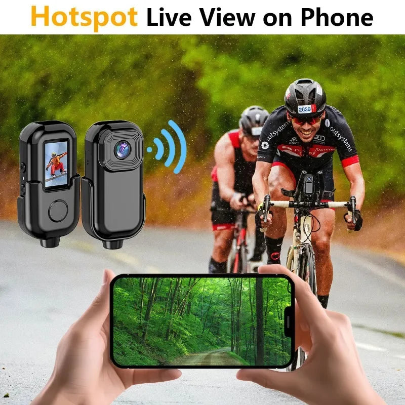 Caméra Mini HD 1080 WiFi Poche enregistreur vidéo audio extérieur avec enregistrement en boucle, clip magnétique, caméra pour vélo et maison intelligente