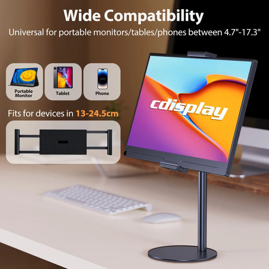 Cdisplay Support de Moniteur Portable, Hauteur Ajustable, Support de Bureau pour iPad, Téléphone, Tablette de 13 à 24,5 cm
