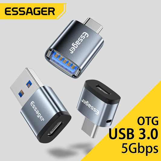 Adaptateur Essager Type C vers USB 3.0 OTG, convertisseur USB-C mâle vers USB femelle pour Macbook, Xiaomi, Huawei, Samsung S20, connexion OTG USB-C