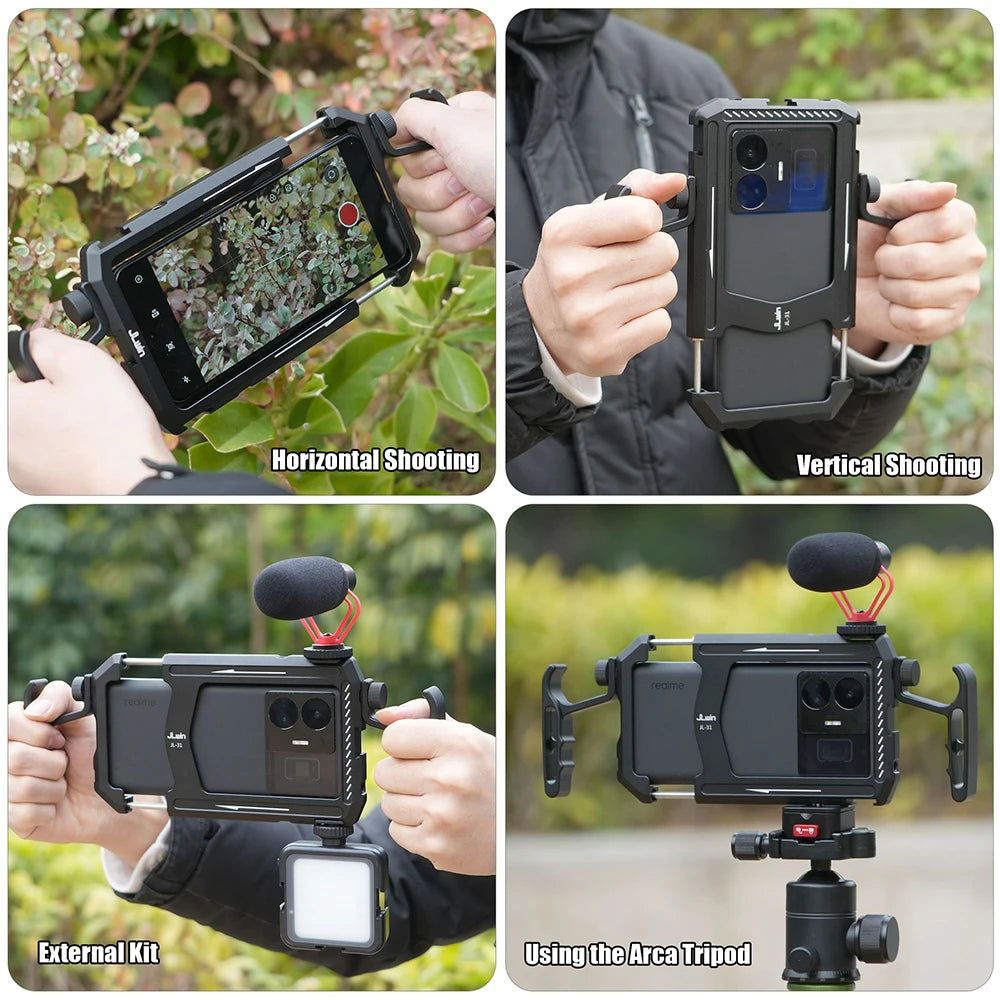 Kit de Stabilisateur Vidéo Universel pour Smartphone FOTGA, Poignée en Métal, Vlogging, Diffusion en Direct, Support pour Téléphone Mobile