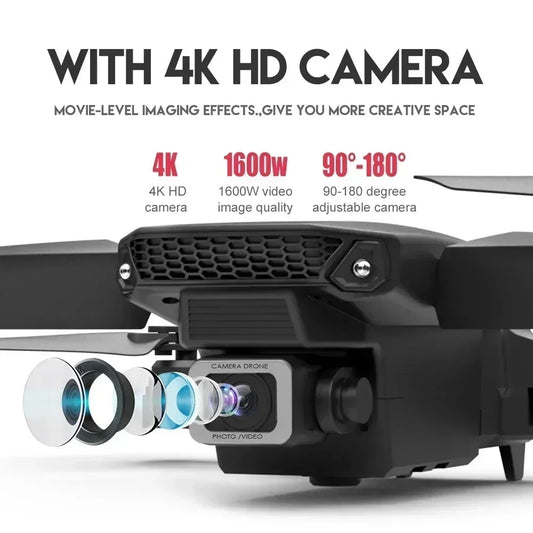 Drone Professionnel E88 4K Caméra Grand Angle HD 1080P WiFi FPV Maintien d'Altitude Drone RC Pliable Quadrotor Hélicoptère Jouet pour Enfants
