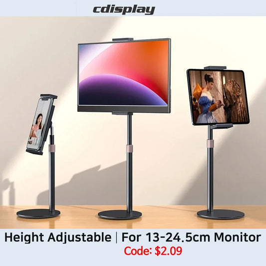 Cdisplay Support de Moniteur Portable, Hauteur Ajustable, Support de Bureau pour iPad, Téléphone, Tablette de 13 à 24,5 cm