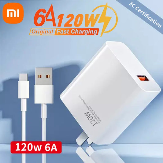 Chargeur rapide Xiaomi 120W à 4 ports USB PD 3.0 Type C Chargeur rapide Adaptateur pour iPhone 15 Samsung Huawei Chargeur mural