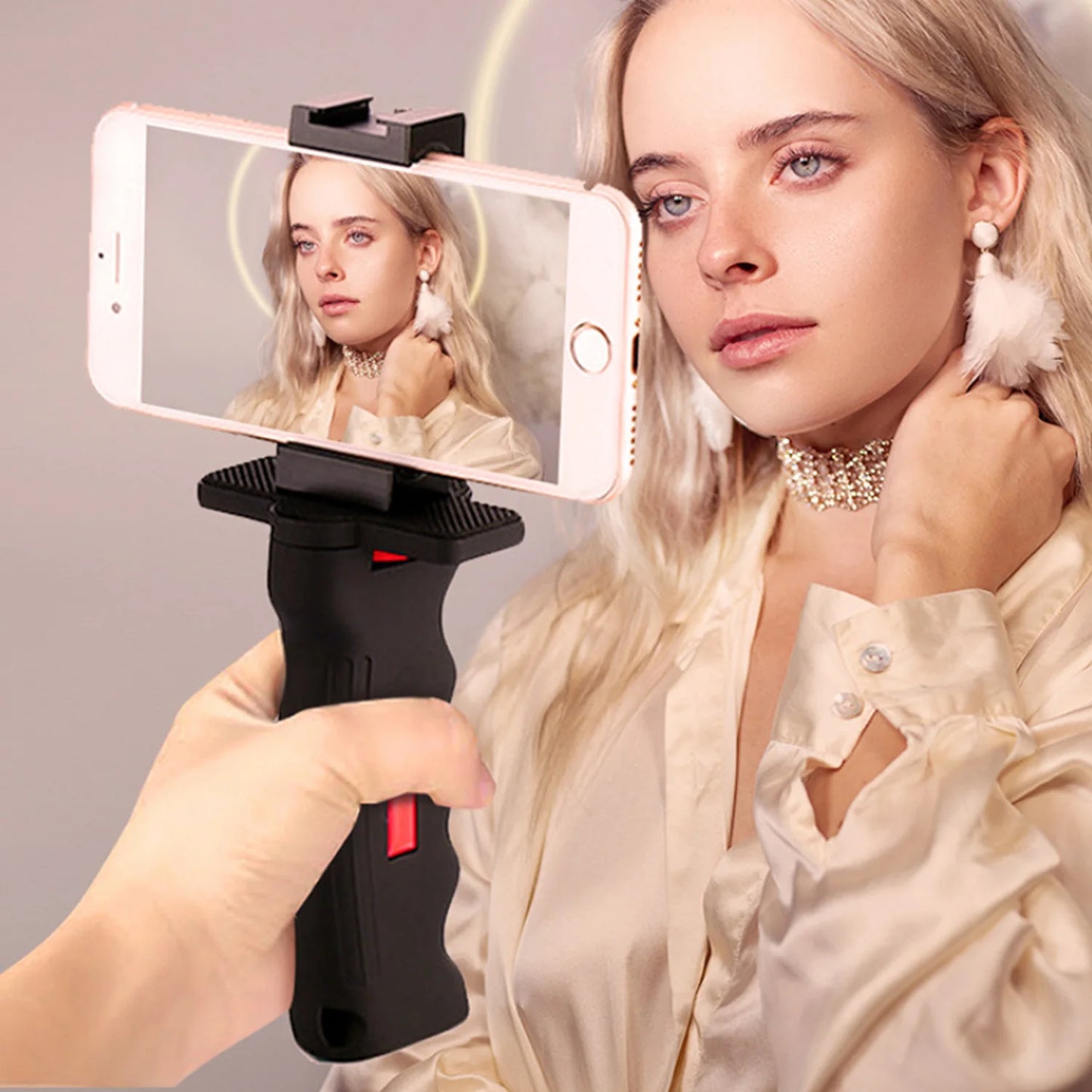 SUNNYLIFE Stabilisateur à Main avec Trépied et Support de Téléphone pour Caméra GoPro, DSLR, SLR, Caméra d'Action, Smartphone