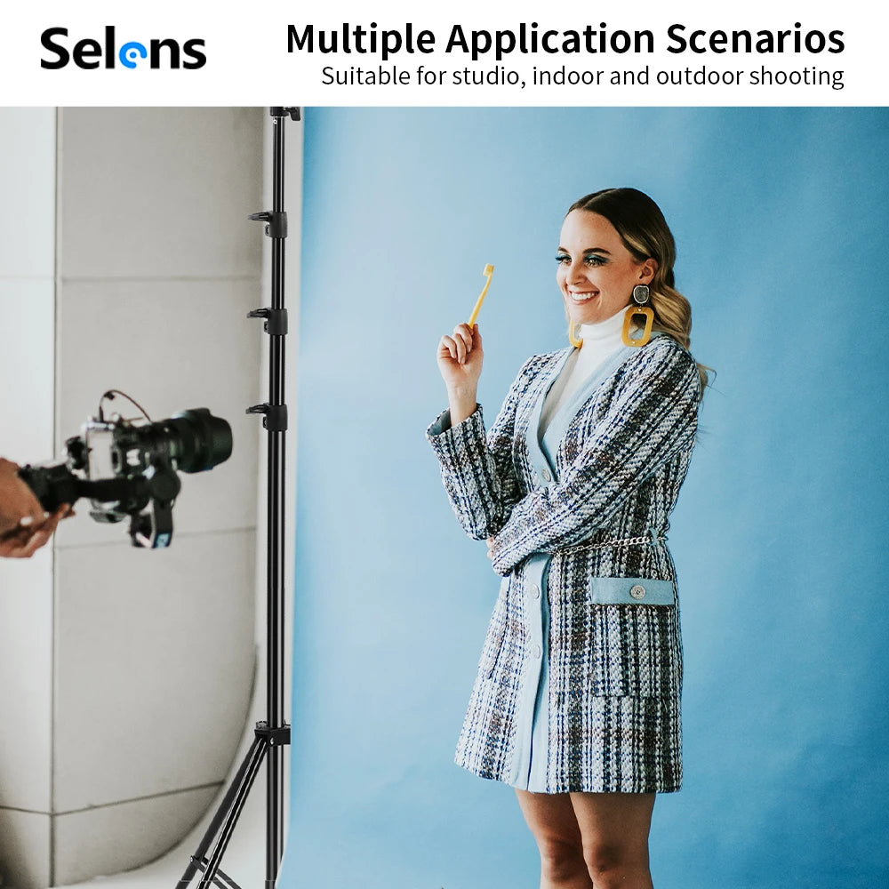 Support de Fond Portable Selens en Forme de T, Réglable, avec Cadre pour Fond de Photographie, Kit pour Studio Photo, Accessoires de Prise de Vue