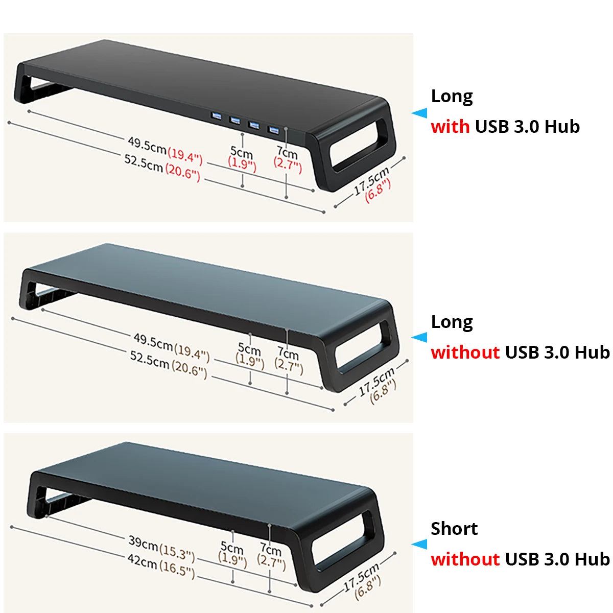 Support de Bureau pour Moniteur - Réduction de la Tension au Niveau du Cou, avec ou sans Hub USB 3.0, Organiseur de Bureau pour PC