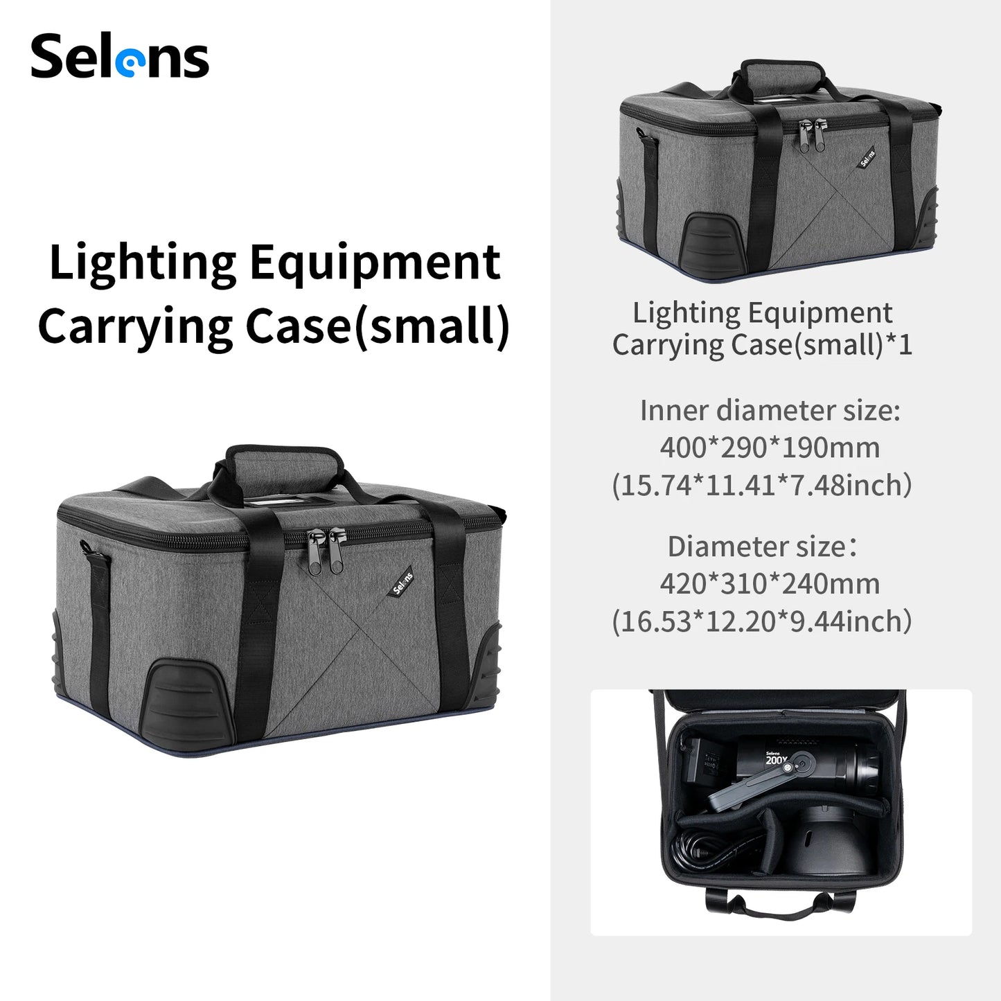 Selens Nouvelle Sacoche Imperméable à Fermeture Éclair pour Studio Photo - Kit d'Équipement Photographique - Sac à Liner Rigide de Haute Capacité pour Objectif et Appareil Photo