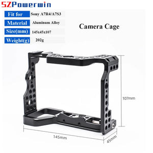 Powerwin Camera Cage Pour Sony A7R4 A7M4 A74 A7S3 avec Kit Poignée en Bois Alliage d'Aluminium Multifonctionnel Vis de Positionnement Arri