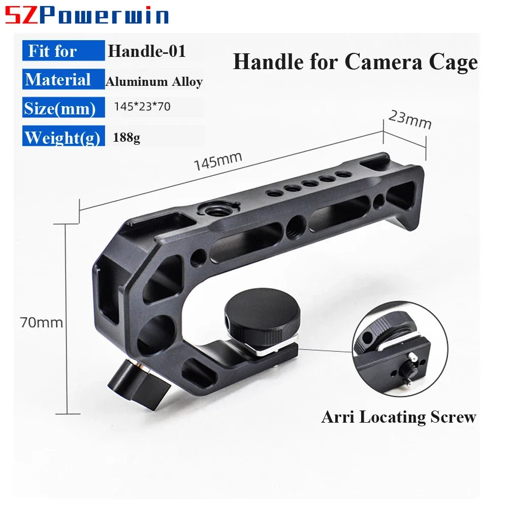 Powerwin Camera Cage Pour Sony A7R4 A7M4 A74 A7S3 avec Kit Poignée en Bois Alliage d'Aluminium Multifonctionnel Vis de Positionnement Arri