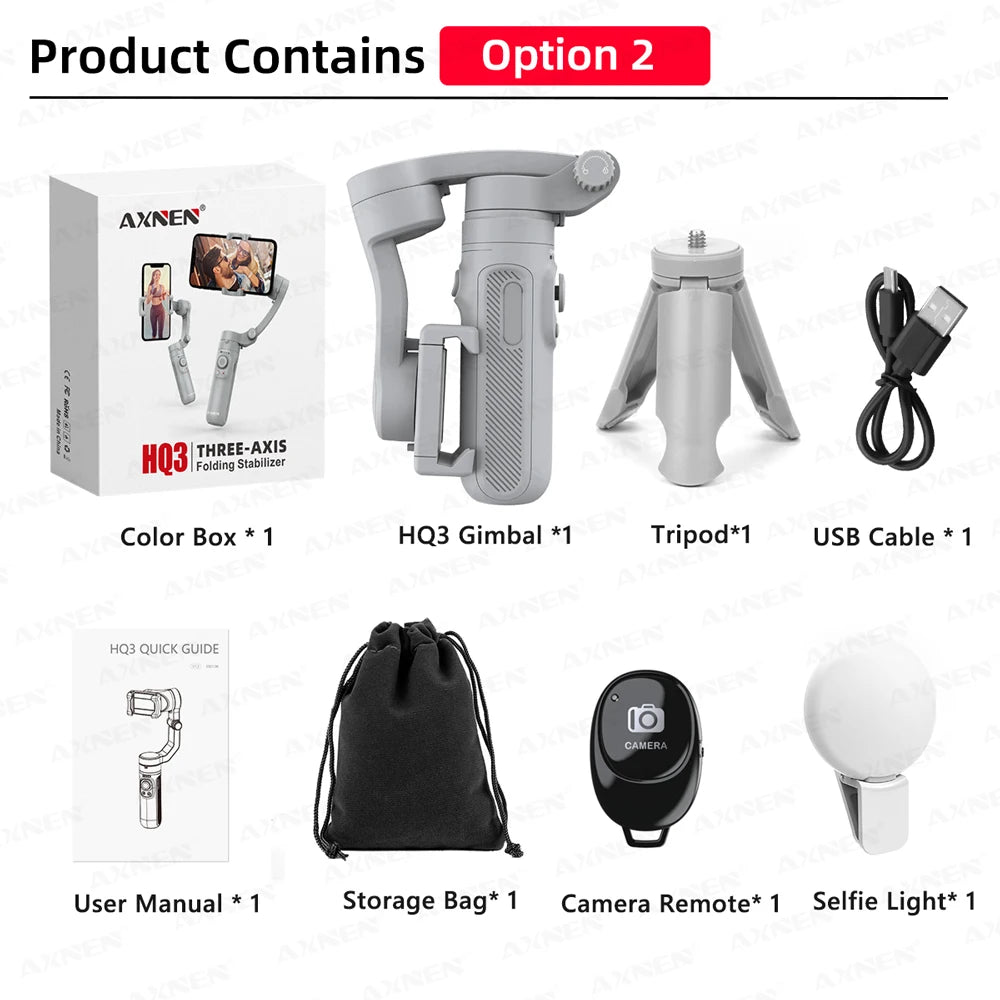 Stabilisateur Gimbal 3-Axes à Main pour Smartphone, Stabilisateur Vidéo pour Vlog pour iPhone Xiaomi Huawei Samsung