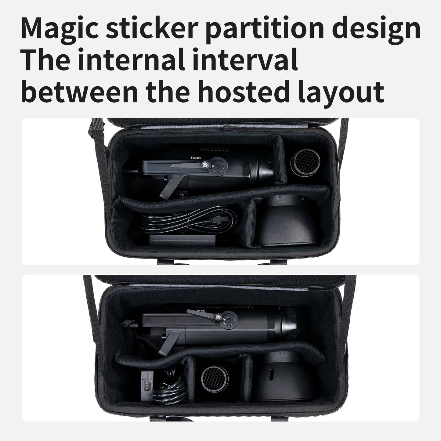 Selens Nouvelle Sacoche Imperméable à Fermeture Éclair pour Studio Photo - Kit d'Équipement Photographique - Sac à Liner Rigide de Haute Capacité pour Objectif et Appareil Photo