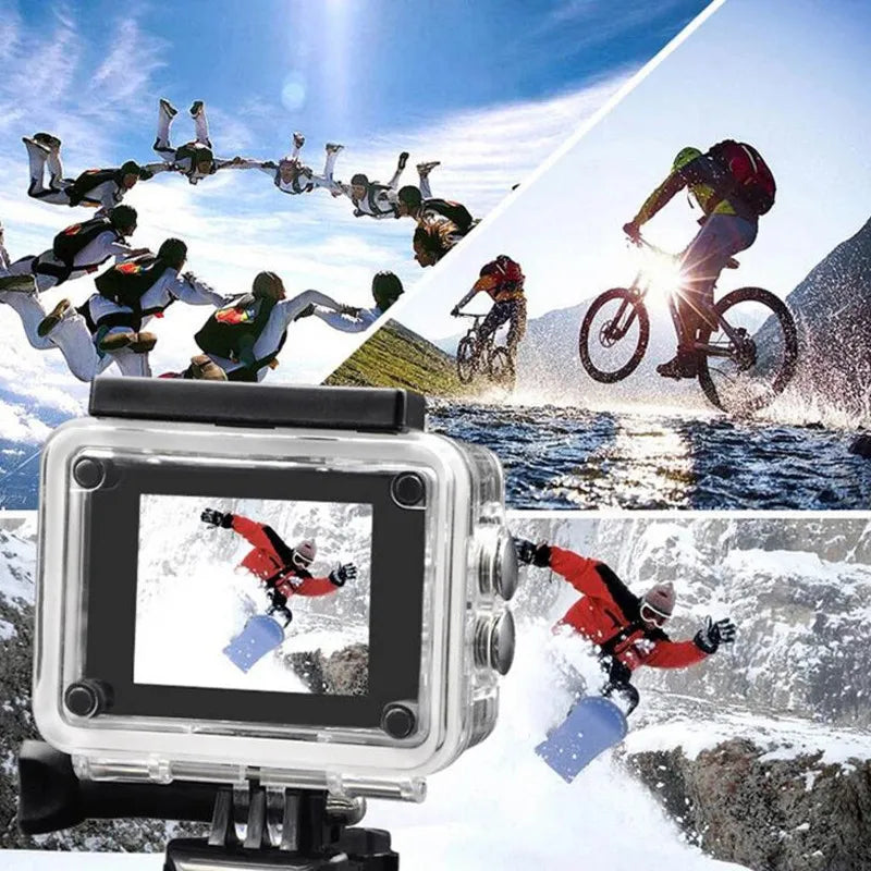 Caméra Sport Ultra HD 4K/30fps avec WiFi, Écran 2", 170° - Caméra Sous-Marine Étanche, Enregistrement Vidéo, Support Casque