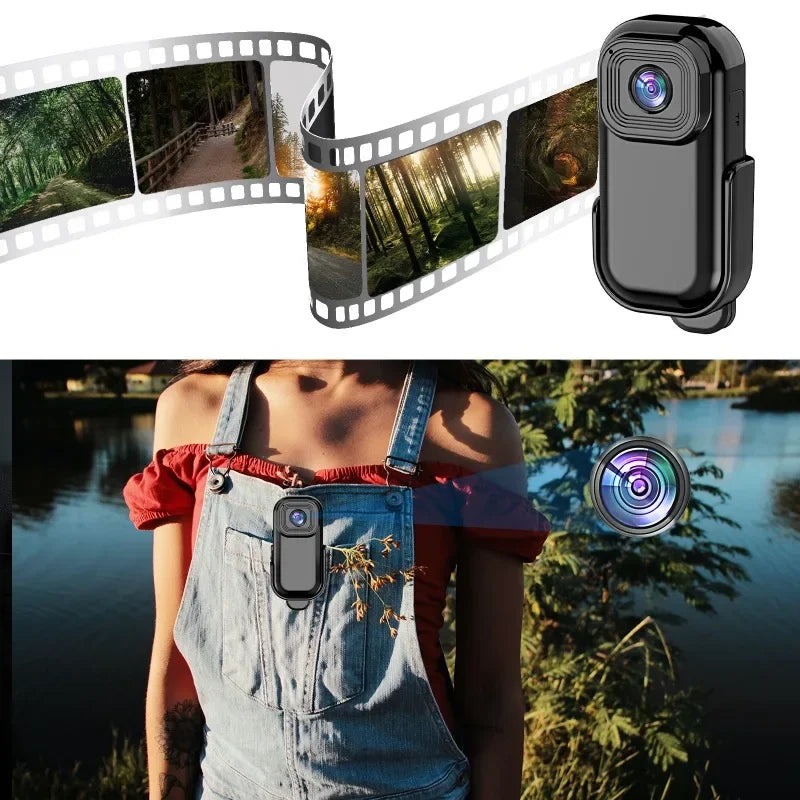 Caméra Mini HD 1080 WiFi Poche enregistreur vidéo audio extérieur avec enregistrement en boucle, clip magnétique, caméra pour vélo et maison intelligente