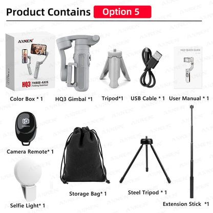 Stabilisateur Gimbal 3-Axes à Main pour Smartphone, Stabilisateur Vidéo pour Vlog pour iPhone Xiaomi Huawei Samsung