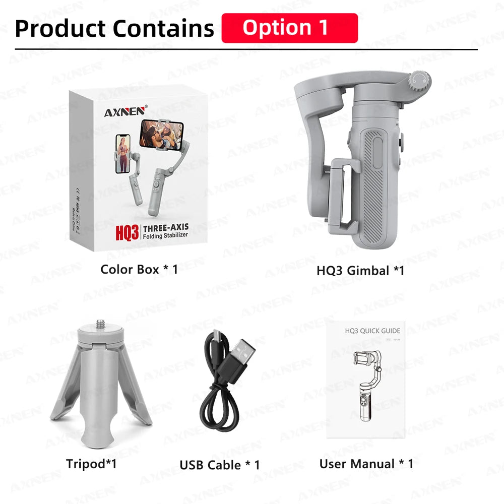 Stabilisateur Gimbal 3-Axes à Main pour Smartphone, Stabilisateur Vidéo pour Vlog pour iPhone Xiaomi Huawei Samsung