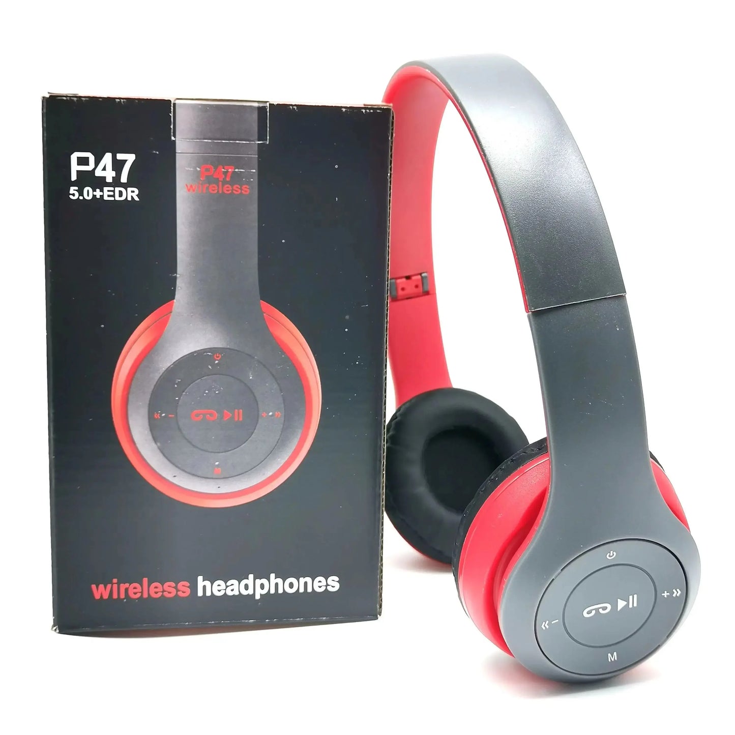 P47 Casque Bluetooth 5.0 Sans Fil HIFI Stéréo avec Bass, Microphone, Adaptateur USB, Casque Pliable pour Enfants, Compatible iPhone et Jeux